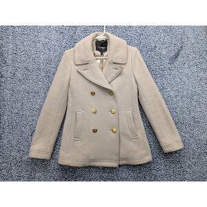 J. Crew Stadium Cloth Nello Gori Wool Pea Coat Womens 6 Double Breasted Cream